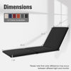 Black tri-fold outdoor chaise lounge cushion with foam padding and fixing straps for comfortable patio relaxation.