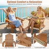 Set of 2 coffee outdoor folding Adirondack chairs with a cup holder and adjustable backrest for ultimate relaxation.
