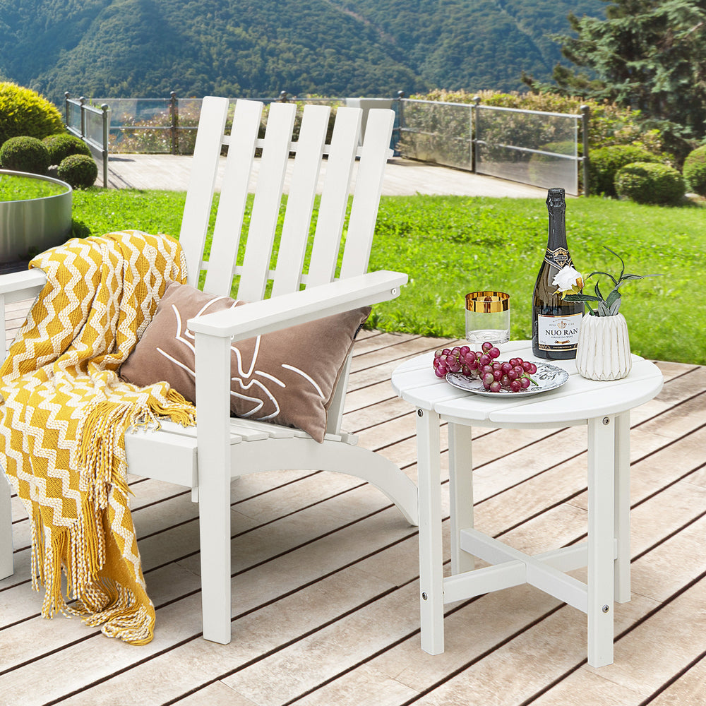 Set of 2 18 Inch Round Weather-Resistant Adirondack Side Tables-White - Gallery View 1 of 9