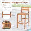 Eucalyptus wood barstool with ergonomic design and footrest, ideal for indoor and outdoor use, featuring a sturdy.