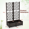 Set of 2 rustic brown PE rattan raised garden beds with trellis, ideal for climbing plants and easy assembly for.