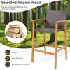 Patio bar chair featuring a solid acacia wood frame and PE wicker, perfect for poolside or balcony use.