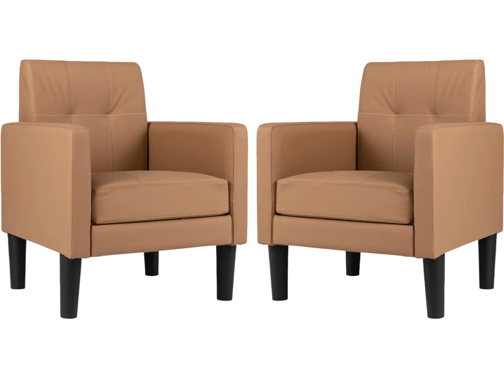 Costway Set of 2 Modern PU Leather Accent Chairs Removable Seat Cushion 26282339 New