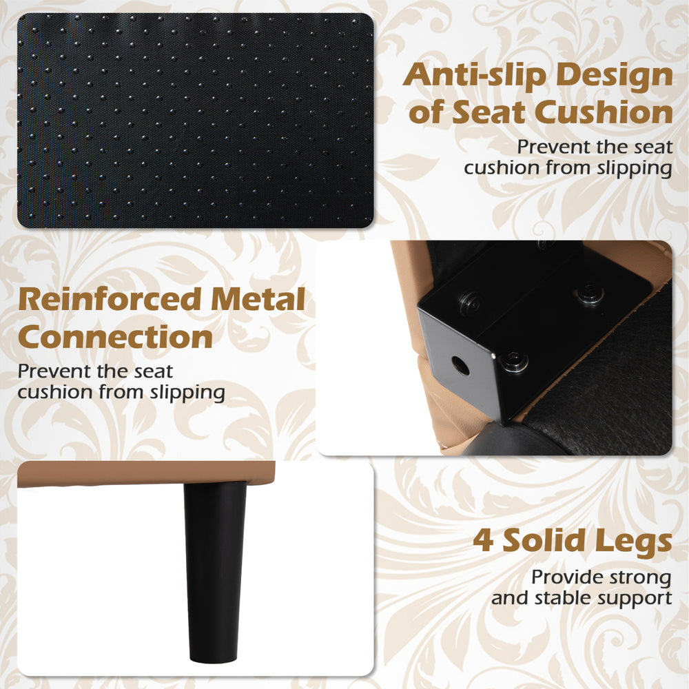 Reinforced metal connection and anti-slip design enhance stability for the brown PU leather accent chair set.