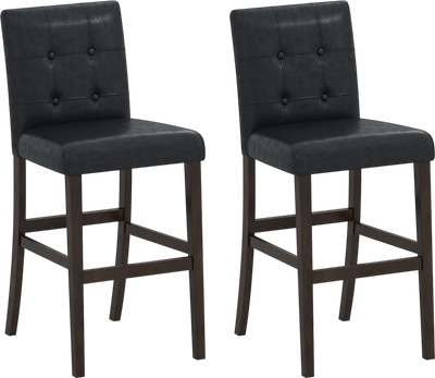 Costway Set of 2 PVC Leather Bar Stools Solid Wood Legs 75912386 New