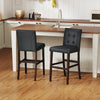 Set of 2 PVC Leather Bar Stools with Solid Wood Legs - Gallery View 1 of 8