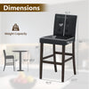 Dimensions of PVC leather bar stool with solid wood legs, featuring a 353 lbs weight capacity, ideal for kitchen or bar.