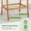 Solid acacia wood bar stool with adjustable foot pads and PE wicker backrest, ideal for patio and garden seating.