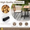 Set of 2 patio dining chairs with acacia wood armrests, removable cushions, and sturdy powder-coated metal frame.