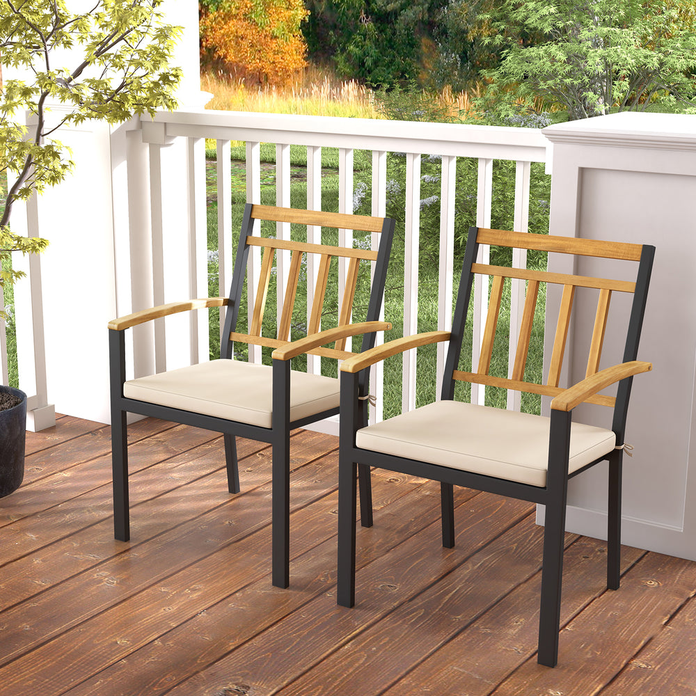 Set of 2 Patio Dining Chairs with Removable Padded Cushions-17 Inches - Gallery View 1 of 10