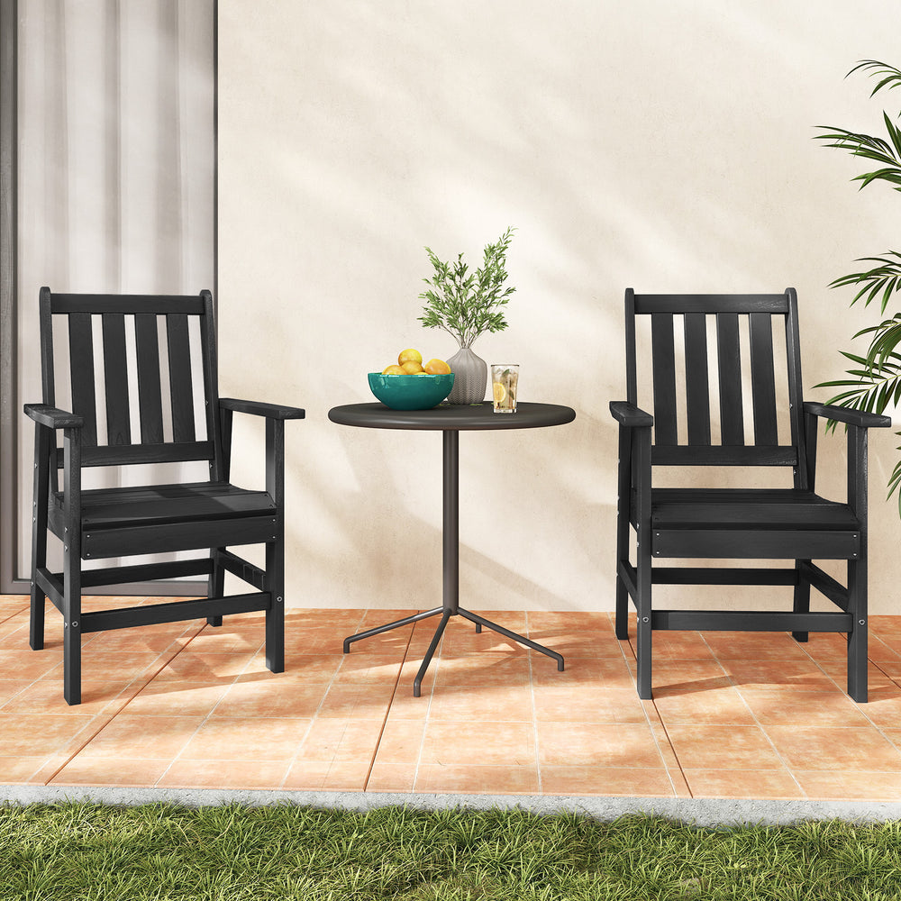 Set of 2 Patio Dining Chairs with Wide Armrests-Black - Gallery View 1 of 7