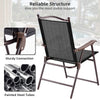 Folding sling back chair with sturdy steel frame and textile fabric, perfect for outdoor relaxation and camping trips.