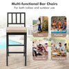 Patio bar chair with detachable cushion and footrest, featuring a stylish industrial design for indoor and outdoor use.