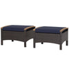 Set of 2 Fade-Resistant Wicker Patio Ottoman-Navy - Gallery View 1 of 10