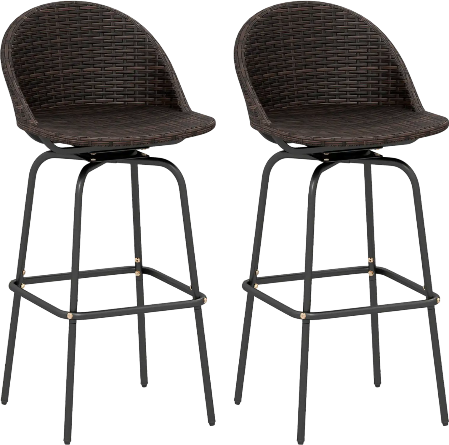 Costway Set of 2 Patio Swivel Bar Stools Rattan Seat 400 lbs Garden 55728797 New