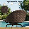 Patio swivel bar stool featuring hand-woven PE rattan seat, 360° rotation, and sturdy metal construction for outdoor use.