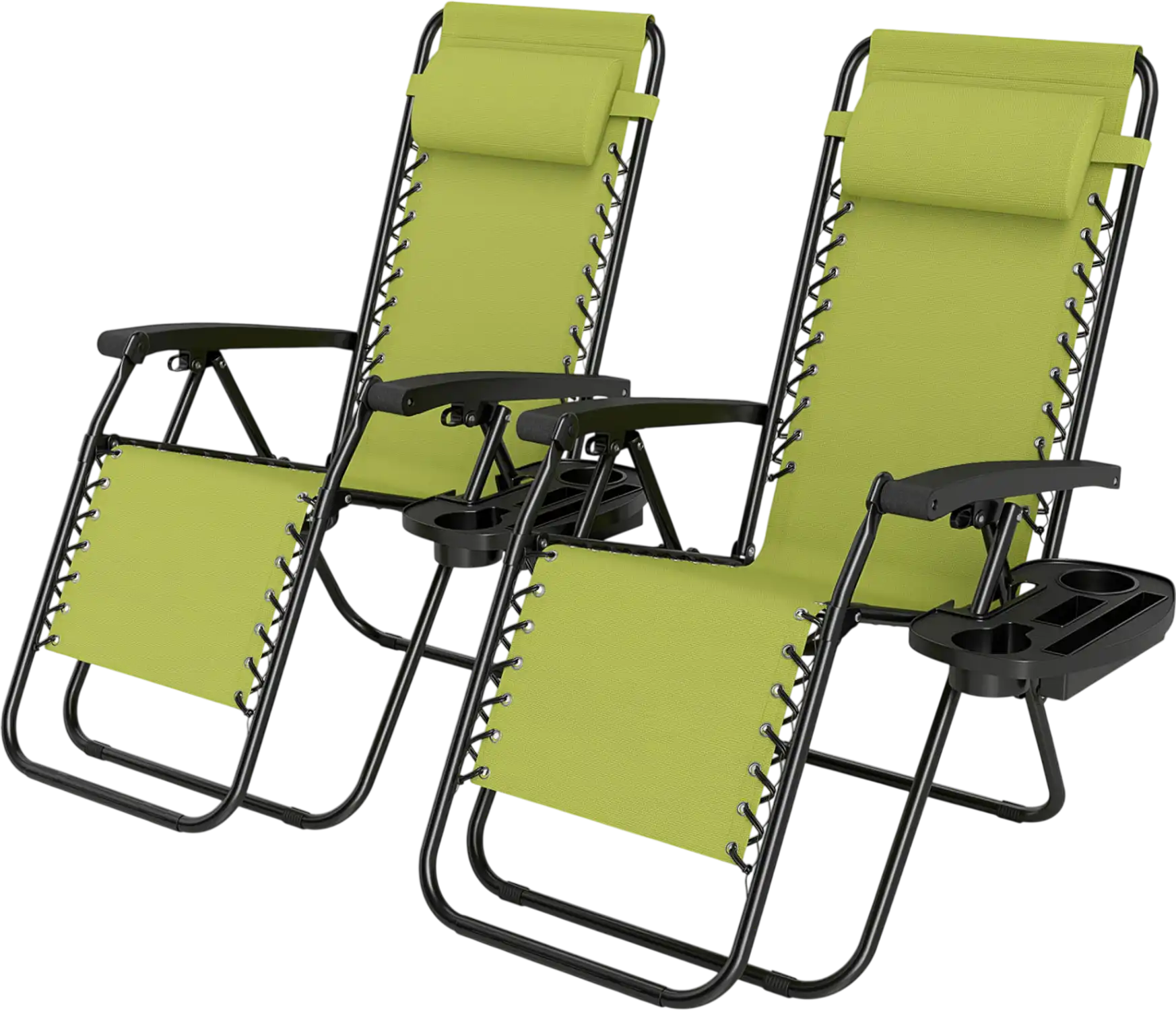 Costway Set of 2 Portable Zero Gravity Beach Chairs w/ Cup Holder Trays Backrest 78084458 New