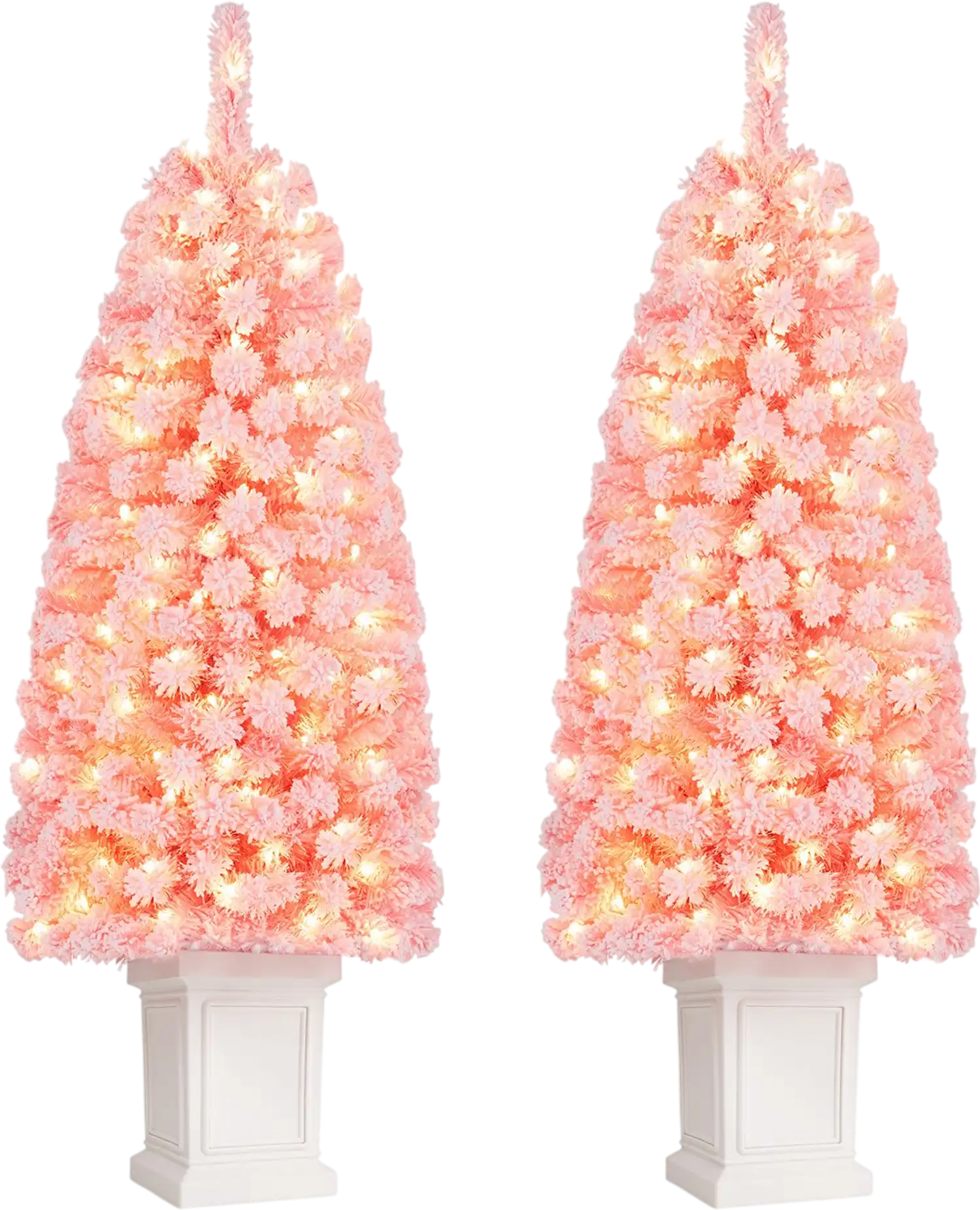 Costway Set of 2 Pre-Lit Potted Artificial Christmas Trees Warm White LED 84903922 New