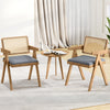 Set of 2 Rattan Accent Chairs with Padded Cushion and Rubber Wood Frame-Gray - Gallery View 1 of 10
