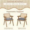 Set of 2 gray rattan accent chairs with padded cushions and rubber wood frame, featuring ergonomic support and armrests.