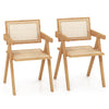 Set of 2 natural bamboo accent chairs with imitation rattan seats, ideal for dining or living room decor.
