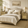 Rattan nightstand with drawer and storage cabinet, featuring a modern design and large storage space for bedroom use.