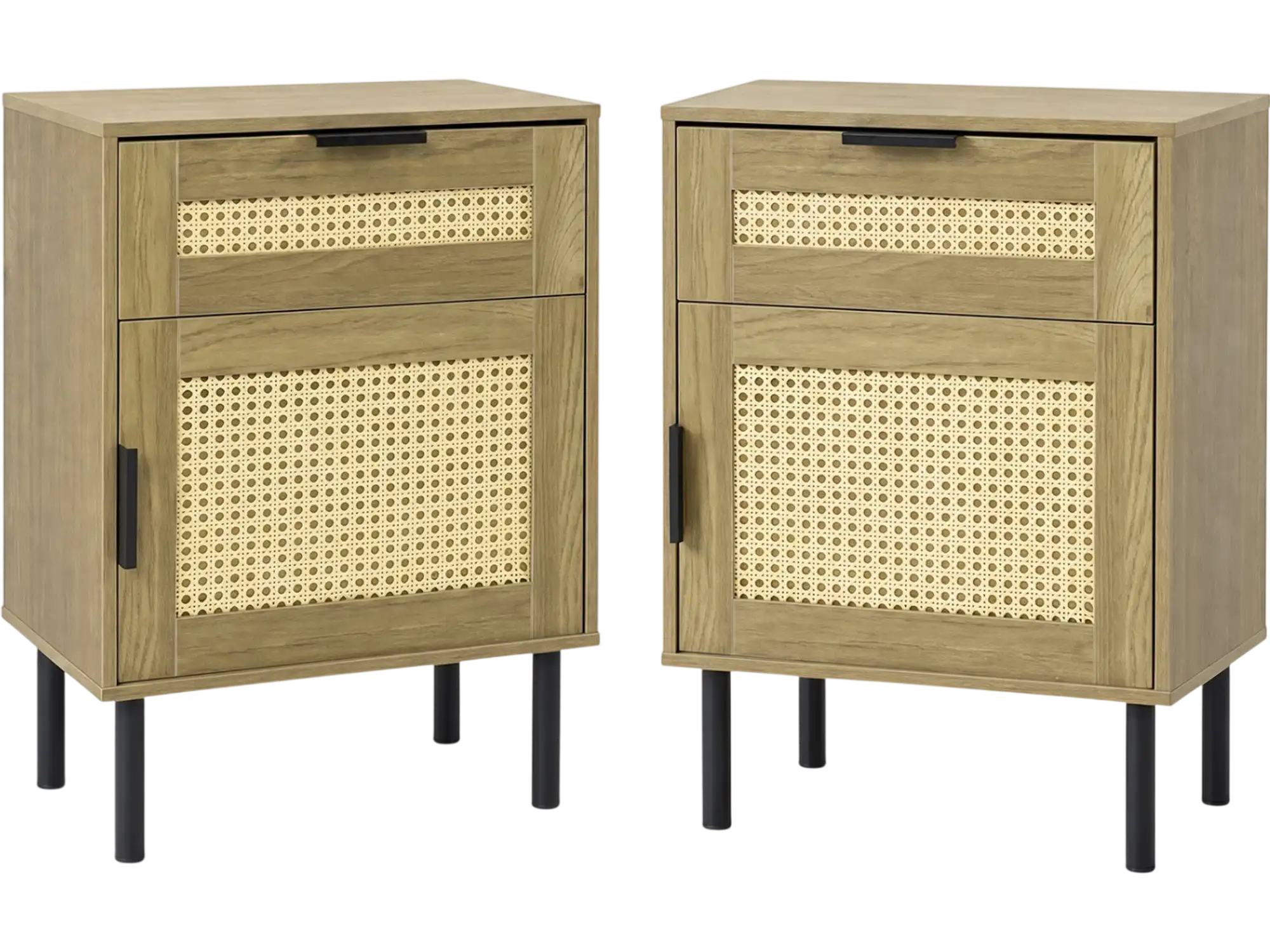 Costway Set of 2 Rattan Nightstands w/ Drawer Storage Cabinet Bedroom Dorm 26481160 New