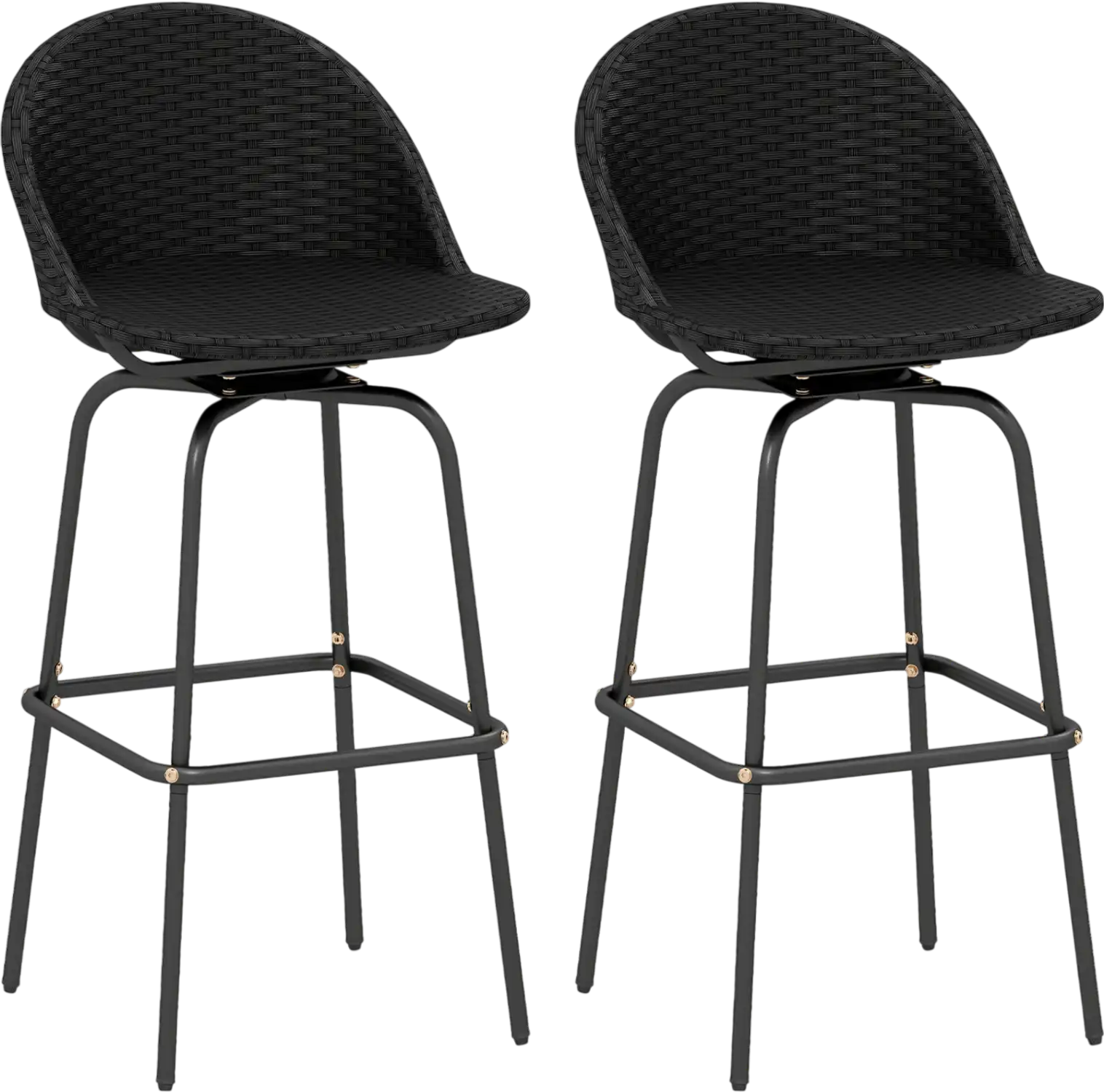 Costway Set of 2 Rattan Swivel Barstools Curved Back 968457213 New