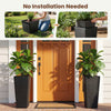 Set of 2 black rattan tall plant pots with detachable liners, perfect for porch or garden, no installation needed.