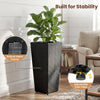 Tall black rattan plant pot with detachable liner, robust metal frame, and adjustable foot pads for indoor and outdoor.