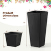 Set of 2 black rattan tall plant pots with detachable liners, featuring dimensions for easy placement in gardens or.