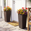 Set of 2 Rattan Tall Plant Pots with Detachable Plastic Liners-Brown - Gallery View 1 of 11