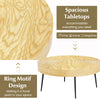 Round coffee table set featuring solid pine wood tops with a unique ripple pattern, perfect for living room or lounge.