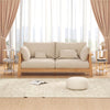 Compact round side table in white with 3-tier bamboo shelves, ideal for living room or bedroom storage.