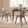 Set of 2 Rubber Wood Dining Room Chairs with Teddy Velvet Padded Backrest-Walnut - Gallery View 1 of 9