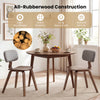 Single rubber wood dining chair with teddy velvet padded backrest, showcasing its natural beauty and sturdy.