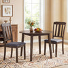 Set of 2 brown rubber wood dining chairs with padded seats and backrests, perfect for comfortable dining experiences.