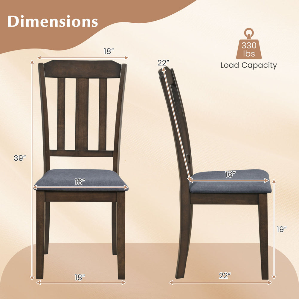 Rubber wood dining chair set with breathable design, thickly padded seat, and comfortable backrest for relaxed dining.