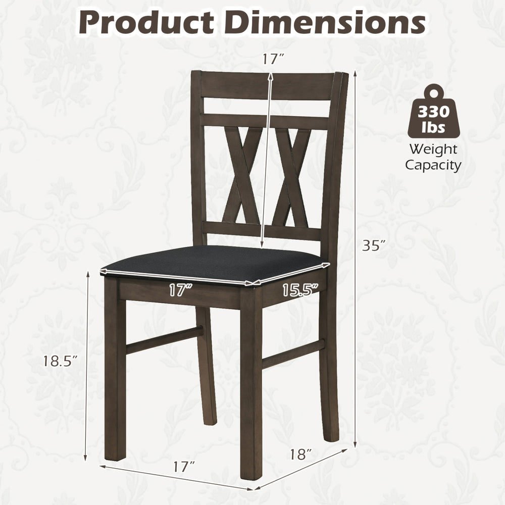 Dimensions of a dining chair with solid rubber wood frame, upholstered in linen, supporting up to 400 lbs for dining.