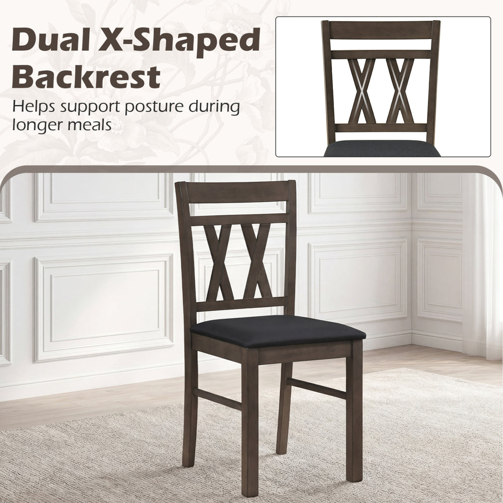 Modern farmhouse dining chair with dual X-shaped backrest and linen upholstery, ideal for dining rooms and living.