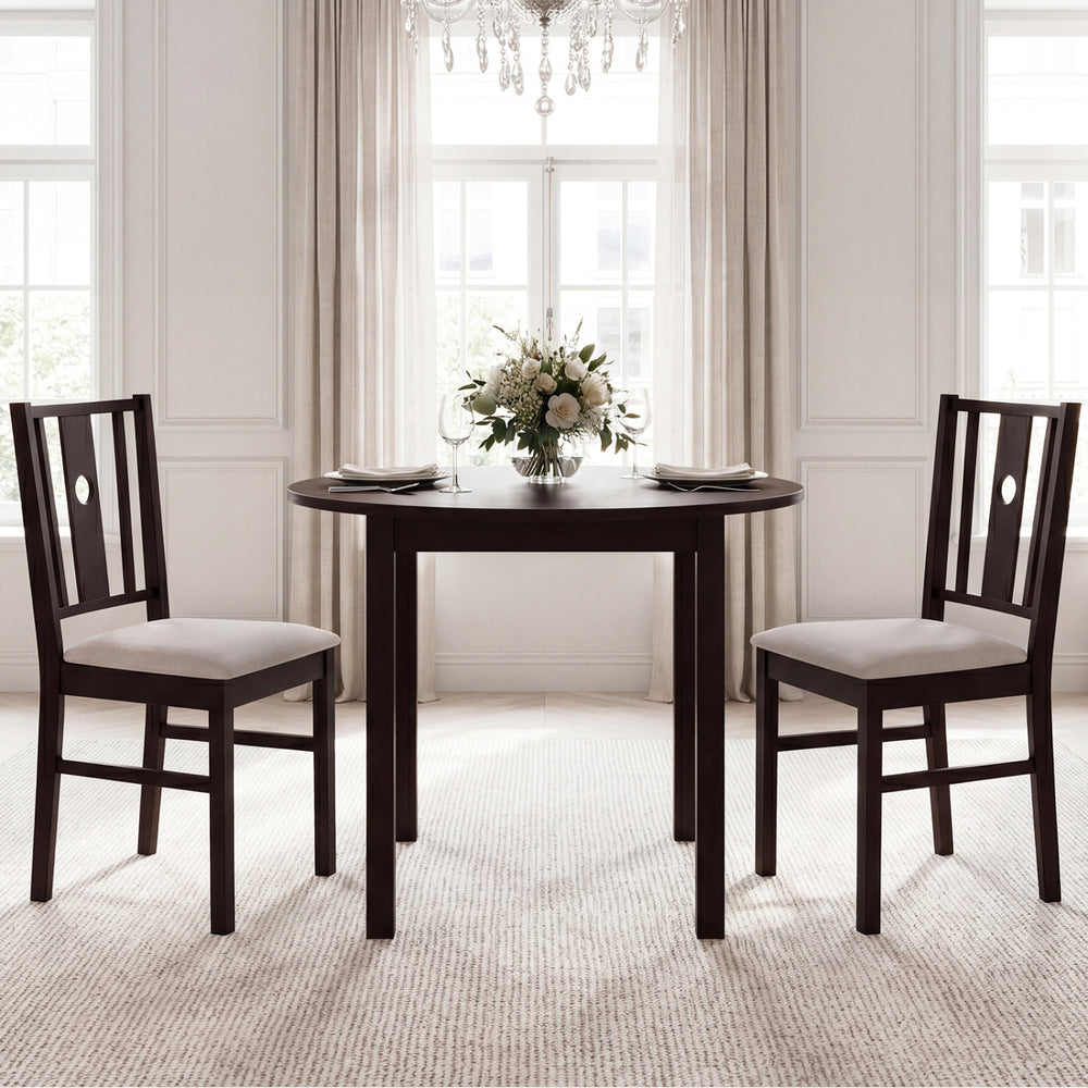 Rubber wood kitchen chair with supportive high backrest and armless design, perfect for space-saving in dining areas.
