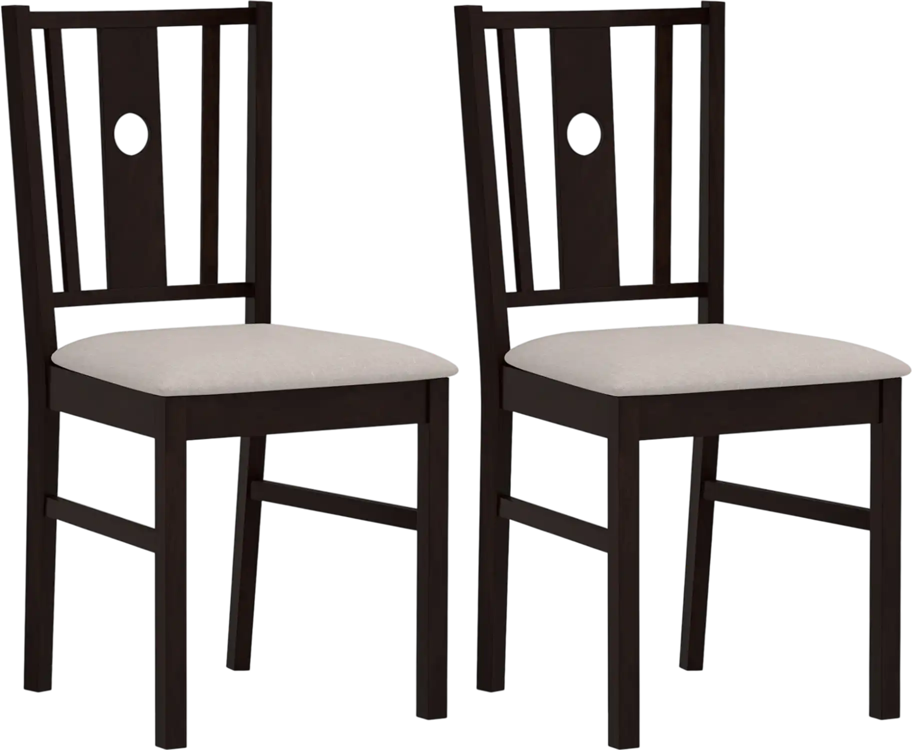 Costway Set of 2 Rubber Wood Kitchen Dining Chairs Fabric Padded Seat 25223967 New