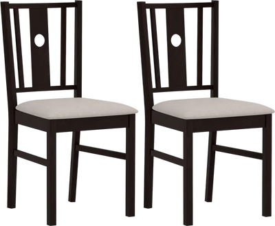 Costway Set of 2 Rubber Wood Kitchen Dining Chairs Fabric Padded Seat 25223967 New