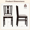 Dimensions of rubber wood kitchen chair with fabric padded seat, slatted back design, and 330 lbs weight capacity.