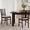 Set of 2 rubber wood kitchen chairs with fabric padded seats, featuring a slatted back design for comfort and support.