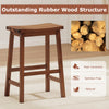 Saddle-seat counter height stool in walnut with ergonomic curved seat and footrests, ideal for kitchen or dining use.