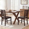 Set of 2 coffee kitchen chairs with slatted curved backrest, solid rubber wood for durability, ideal for dining spaces.