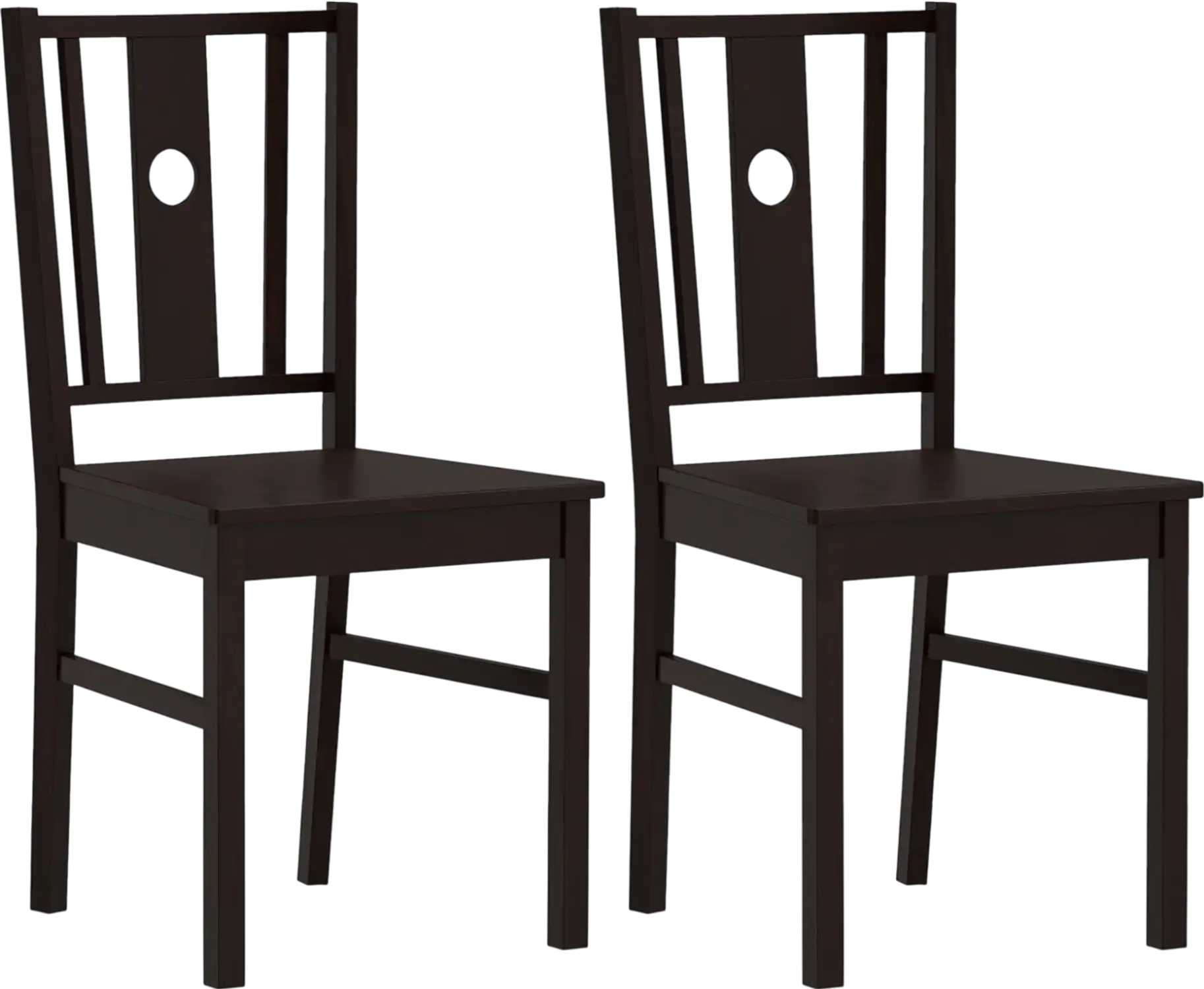 Costway Set of 2 Solid Rubber Wood Kitchen Dining Chairs Slatted Curved Backrest 97670104 New