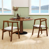 Set of 2 walnut dining chairs with wrap-around armrest, featuring breathable fabric and sturdy rubber wood frame.
