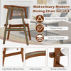 Mid-century modern dining chair with wrap-around armrest, solid rubber wood frame, and breathable fabric for comfort.